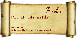 Pitrik László névjegykártya